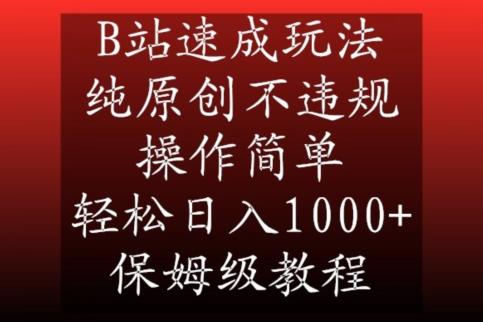 B站速成玩法，纯原创不违规，操作简单，轻松日入1000+，保姆级教程【揭秘】-Z网创