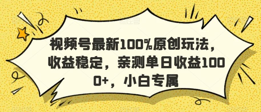 视频号最新100%原创玩法,收益稳定,亲测单日收益1000+,小白专属【揭秘】-Z网创