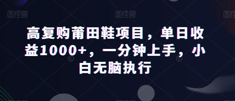 高复购莆田鞋项目，单日收益1000+，一分钟上手，小白无脑执行-Z网创