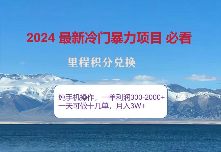 2024惊爆冷门暴利，里程积分最新玩法，高爆发期，一单300+—2000+-Z网创