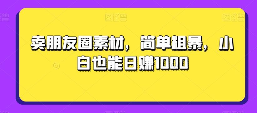 卖朋友圈素材，简单粗暴，小白也能日赚1000-Z网创