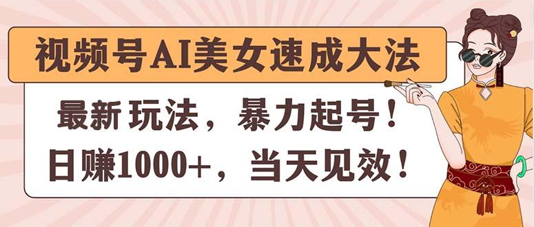 视频号AI美女速成大法，暴力起号，日赚1000+，当天见效-Z网创