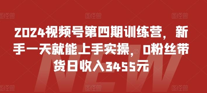 2024视频号第四期训练营，新手一天就能上手实操，0粉丝带货日收入3455元-Z网创