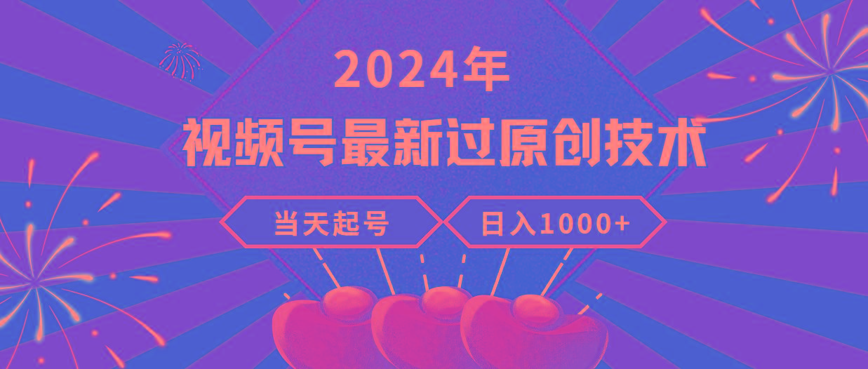 (9565期)2024年视频号最新过原创技术，当天起号，收入稳定，日入1000+-Z网创