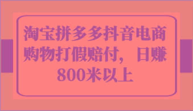 淘宝拼多多抖音电商购物打假赔付，日赚800米以上-Z网创