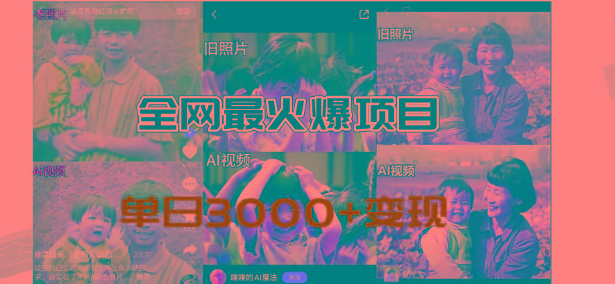 全网爆火的AI让老照片动起来教程，蹭热点日赚3000+，内含免费工具一键…-Z网创