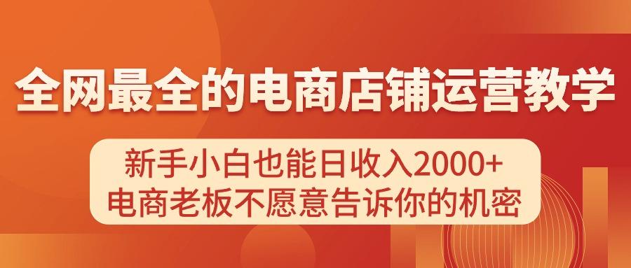 电商店铺运营教学，新手小白也能日收入2000+，电商老板不愿意告诉你的机密-Z网创
