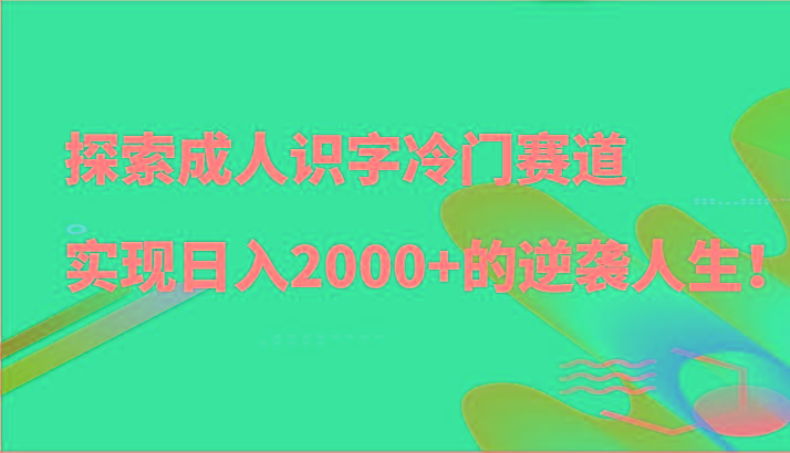 探索成人识字冷门赛道,实现日入2000+的逆袭人生!-Z网创