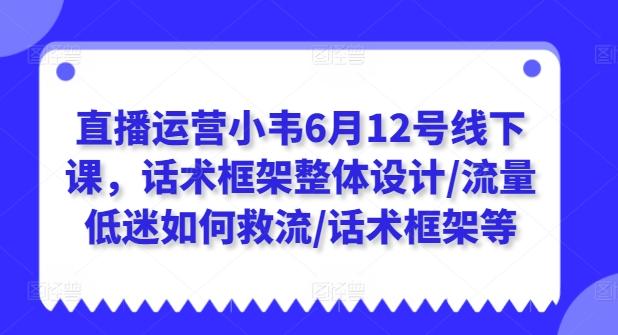 直播运营小韦6月12号线下课，话术框架整体设计/流量低迷如何救流/话术框架等-Z网创