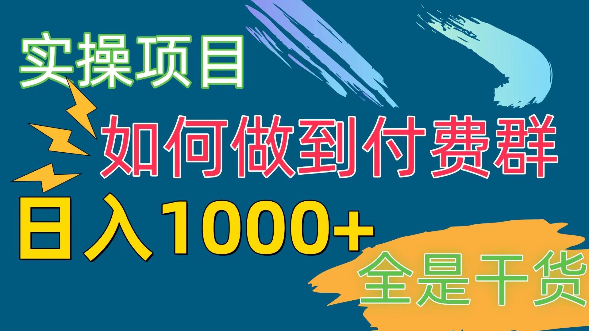 [实操项目]付费群赛道，日入1000+-Z网创
