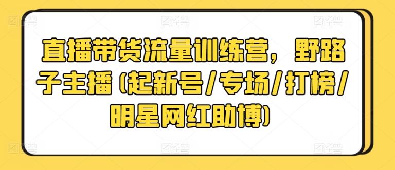 直播带货流量训练营，野路子主播(起新号/专场/打榜/明星网红助博)-Z网创