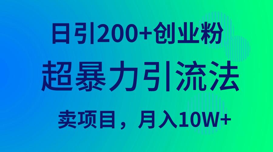 (9654期)超暴力引流法，日引200+创业粉，卖项目月入10W+-Z网创