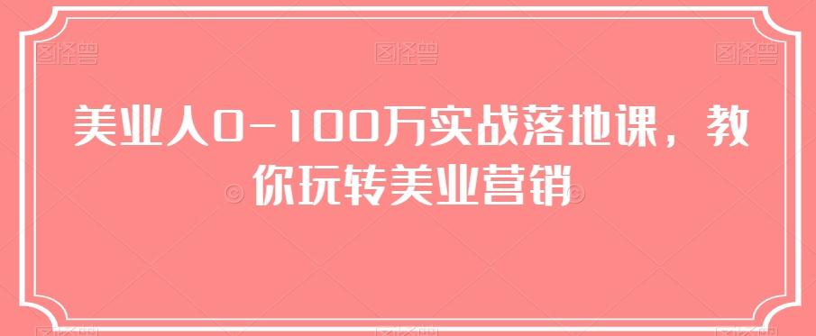 美业人0-100万实战落地课，教你玩转美业营销-Z网创