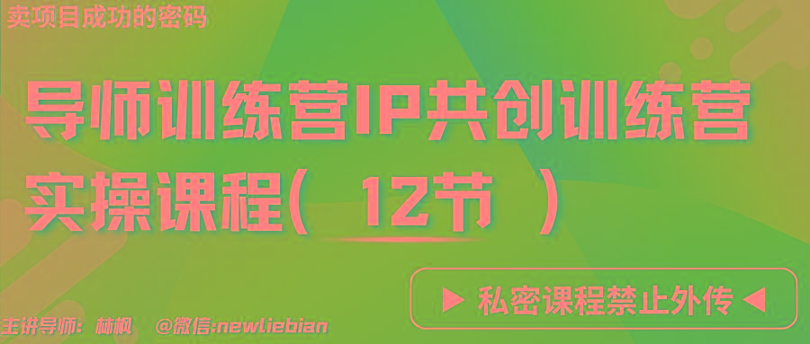 导师训练营3.0IP共创训练营私密实操课程(12节)-卖项目的密码成功秘诀-Z网创