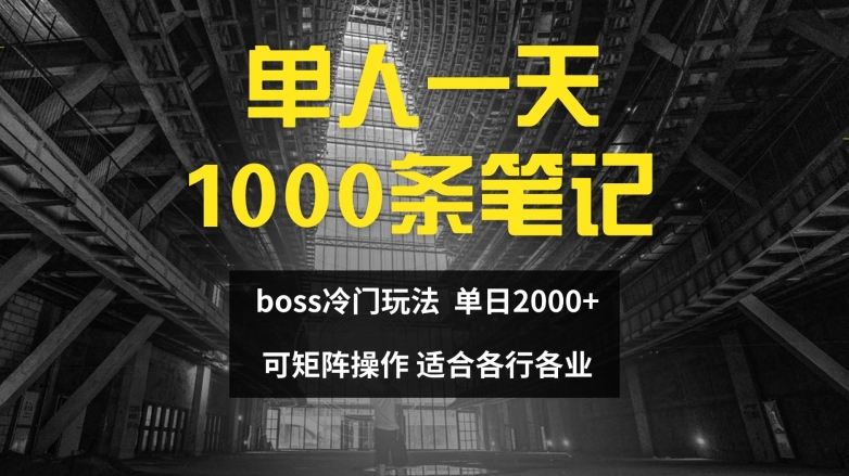 单人一天1000条笔记，日入2000+，BOSS直聘的正确玩法【揭秘】-Z网创