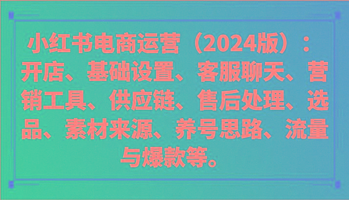小红书电商运营(2024版):开店、设置、供应链、选品、素材、养号、流量与爆款等-Z网创