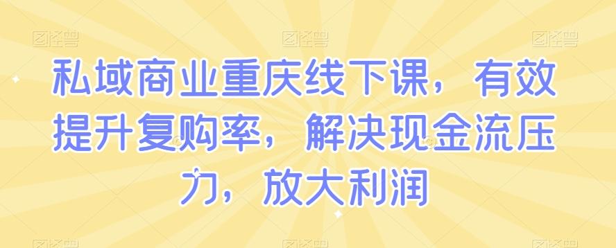 私域商业重庆线下课，有效提升复购率，解决现金流压力，放大利润-Z网创