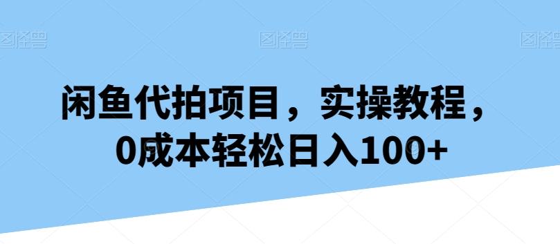 闲鱼代拍项目，实操教程，0成本轻松日入100+-Z网创