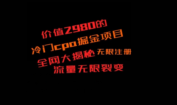 价值2980的CPA掘金项目大揭秘，号称当天收益200+，不见收益包赔双倍-Z网创