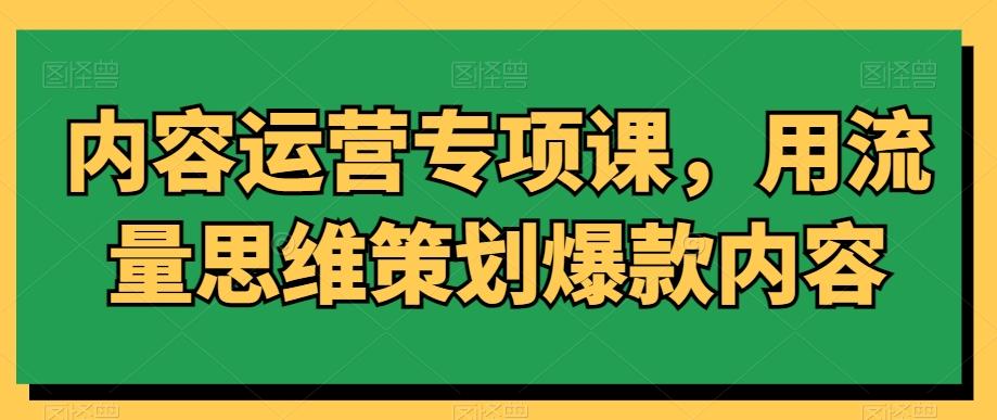 内容运营专项课，用流量思维策划爆款内容-Z网创