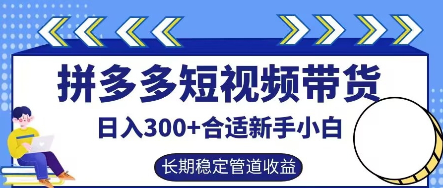 拼多多短视频带货日入300+有长期稳定被动收益，合适新手小白【揭秘】-Z网创