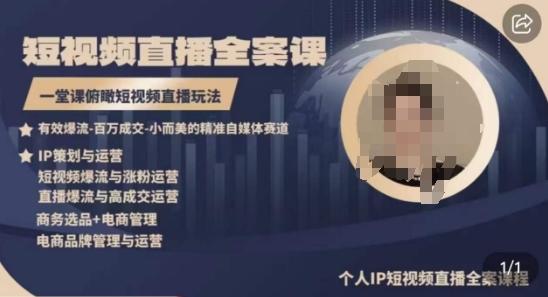 高品质IP短视频直播全案课程，一堂课俯瞰短视频直播玩法-Z网创
