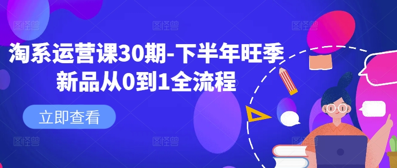 淘系运营课30期-下半年旺季新品从0到1全流程-Z网创