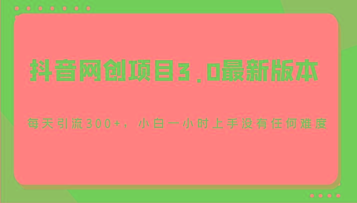 抖音网创项目3.0最新版本,每天引流300+,小白一小时上手没有任何难度-Z网创