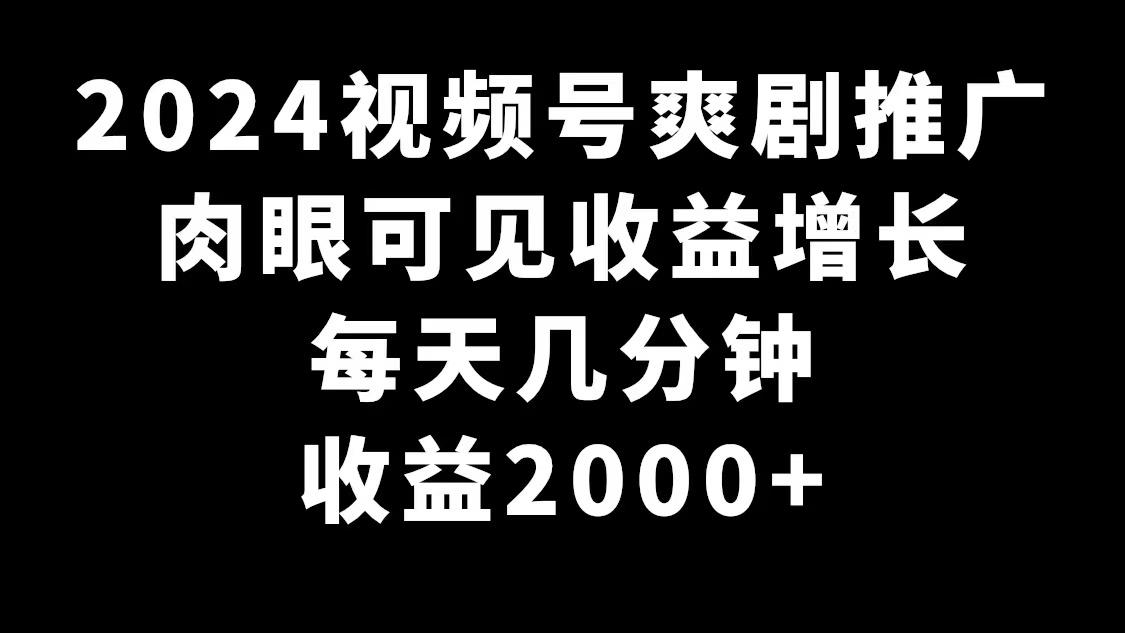 2024视频号爽剧推广，肉眼可见的收益增长，每天几分钟收益2000+-Z网创