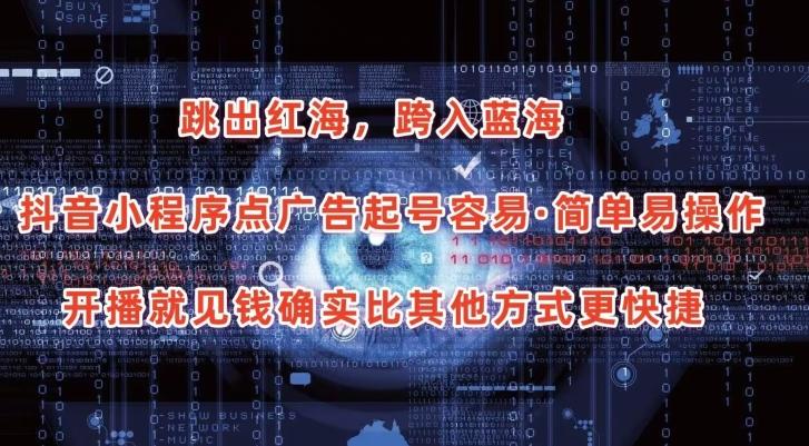 抖音小程序点广告项目，起号容易，简单易操作，开播就见有收益【揭秘】-Z网创