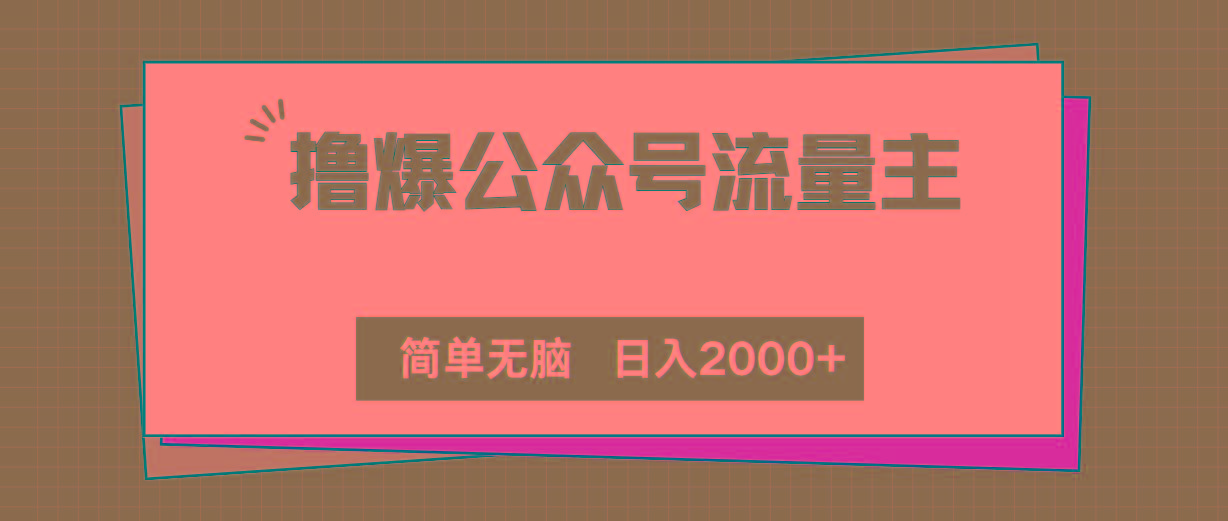 撸爆公众号流量主，简单无脑，单日变现2000+-Z网创