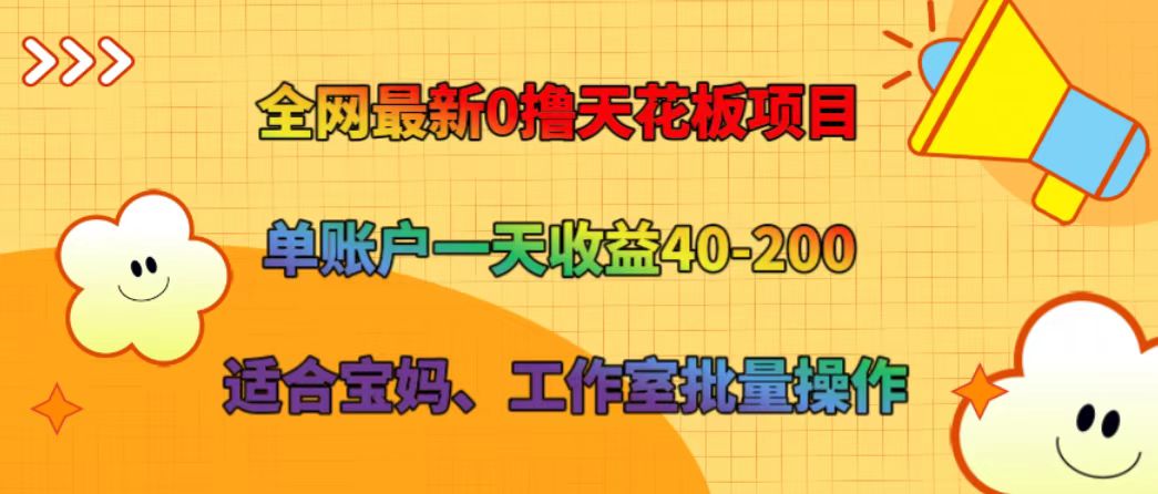 全网最新0撸天花板项目 单账户一天收益40-200 适合宝妈、工作室批量操作-Z网创
