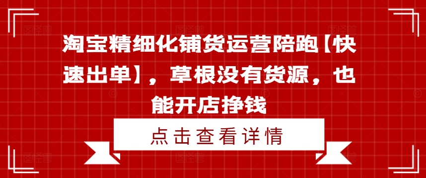 淘宝精细化铺货运营陪跑【快速出单】，草根没有货源，也能开店挣钱-Z网创