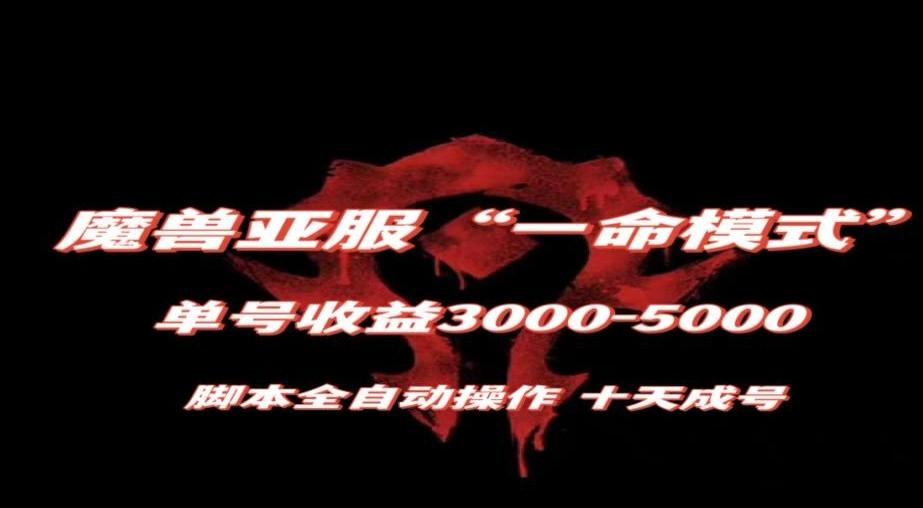 魔兽亚服一命模式，10天成号-单号3千-5千，脚本全自动操作，保姆级教学【揭秘】-Z网创