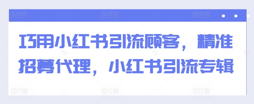 巧用小红书引流顾客，精准招募代理，小红书引流专辑-Z网创