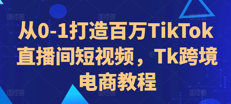 从0-1打造百万TikTok直播间短视频，Tk跨境电商教程-Z网创
