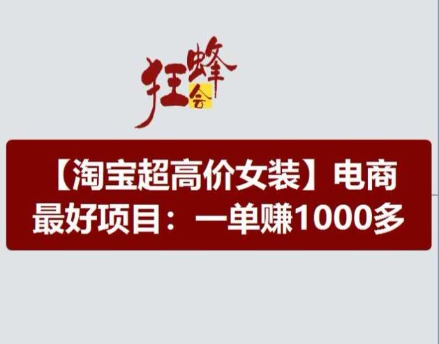 淘宝超高价女装项目,电商最好赛道,一单赚1000多-Z网创