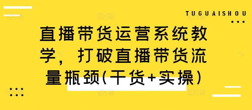 直播带货运营系统教学，打破直播带货流量瓶颈(干货+实操)-Z网创