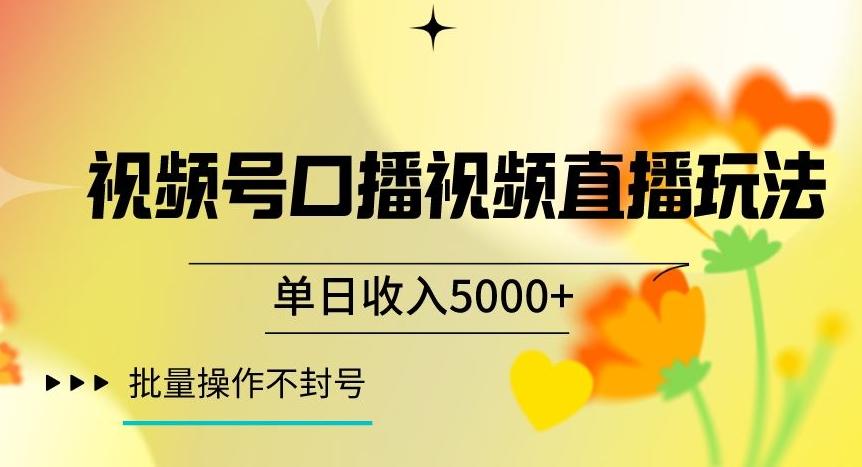 视频号囗播视频直播玩法,单日收入5000+,批量操作不封号【揭秘】-Z网创
