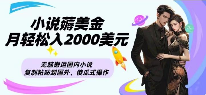 小说薅美金月轻松入2000美元项目、无脑搬运国内小说复制粘贴到国外、傻瓜式操作-Z网创