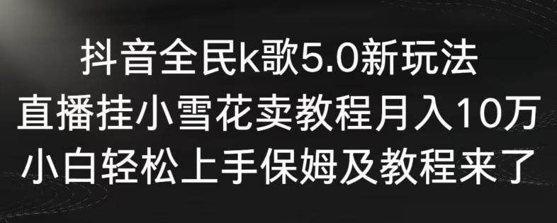 抖音全民k歌5.0新玩法,直播挂小雪花卖教程月入10万,小白轻松上手,保姆及教程来了【揭秘】-Z网创