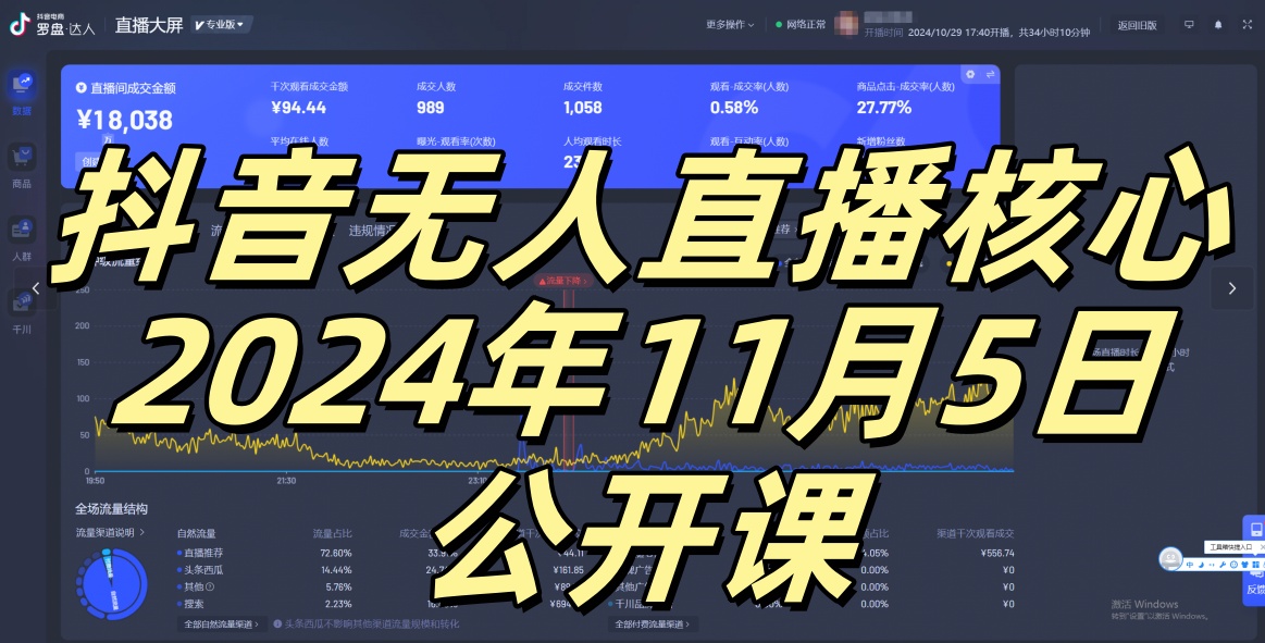 抖音无人直播核心公开课，咸鱼翻身小白可做带有睡后收入月入过万太简单【揭秘】-Z网创