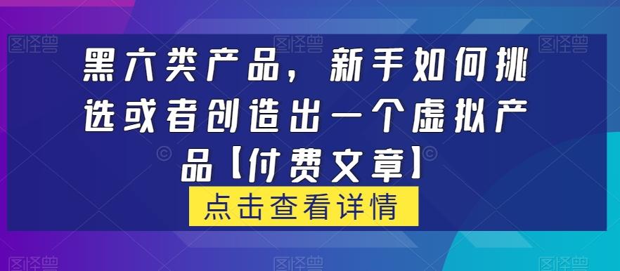 黑六类虚拟产品,新手如何挑选或者创造出一个虚拟产品【付费文章】-Z网创