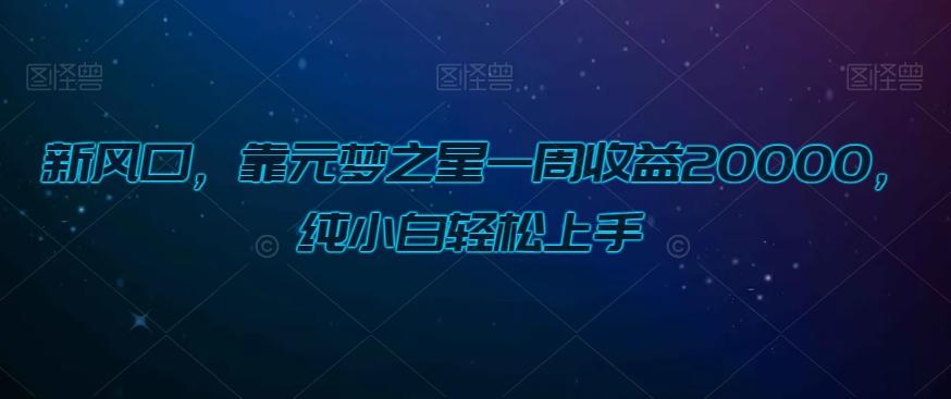 新风口，靠元梦之星一周收益20000，纯小白轻松上手-Z网创