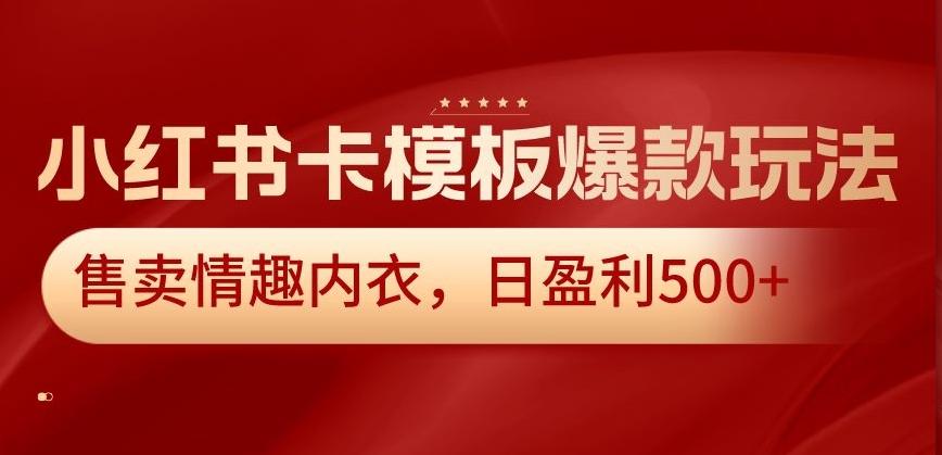 小红书卡模板爆款玩法，售卖情趣内衣，日盈利500+【揭秘】-Z网创