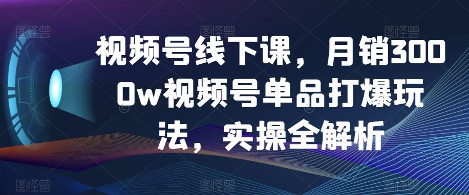 视频号线下课，月销3000w视频号单品打爆玩法，实操全解析-Z网创