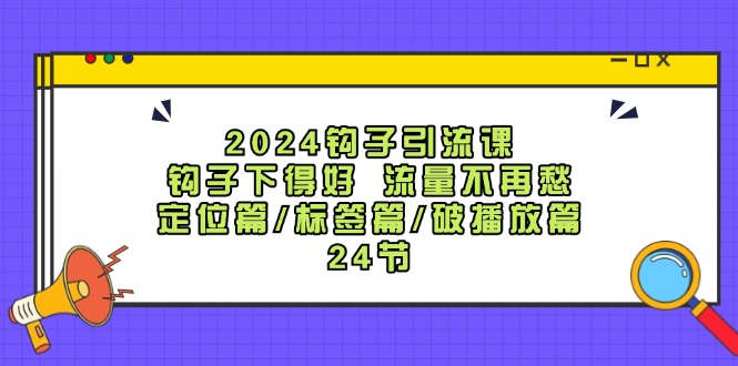2024钩子引流课：钩子下得好流量不再愁，定位篇/标签篇/破播放篇/24节-Z网创