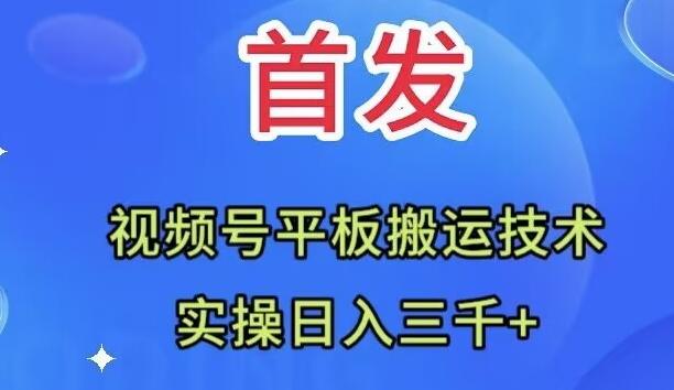 全网首发：视频号平板搬运技术，实操日入三千＋-Z网创