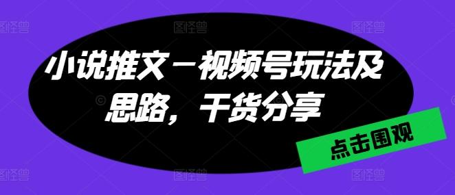 小说推文—视频号玩法及思路，干货分享-Z网创