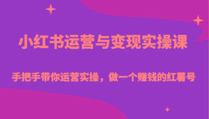 小红书运营与变现实操课-手把手带你运营实操,做一个赚钱的红薯号-Z网创